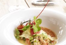 Open ravioli van kreeft en krab