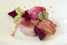 Rollade van wilde eend met chioggiabiet en sorbet van rode biet