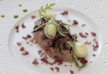 Tartaar van langoustines, crème van Tierenteynpickles, hijiki en prei-olie