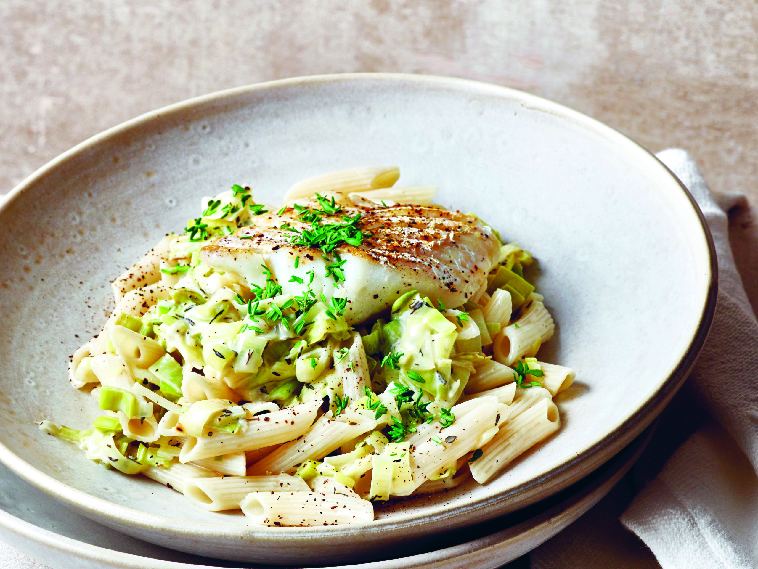 Penne met kabeljauw