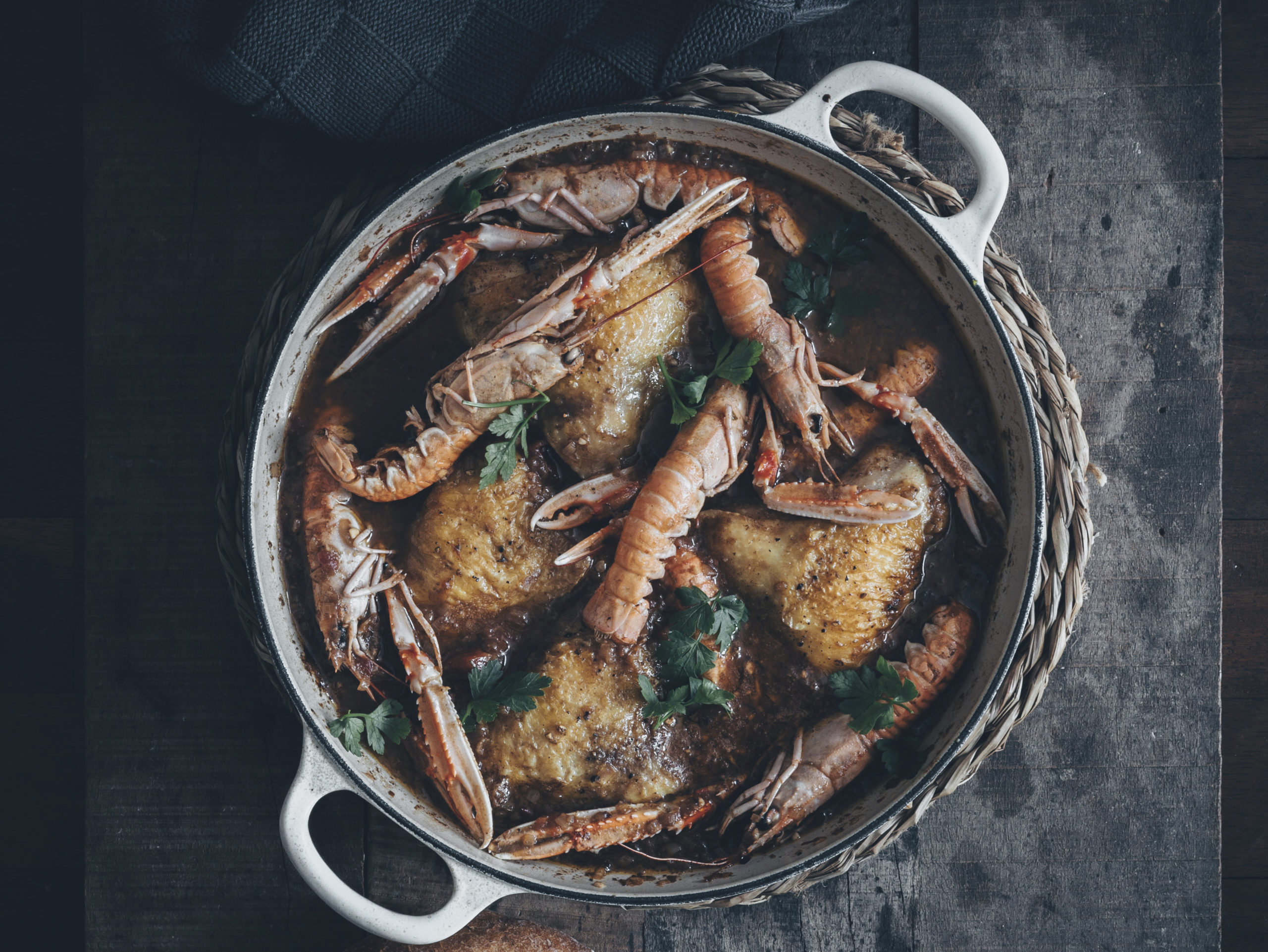 Kip met langoustines
