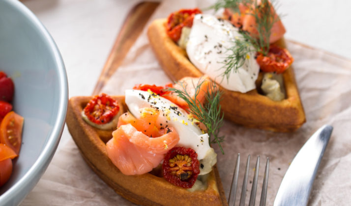 Wafels met zalm