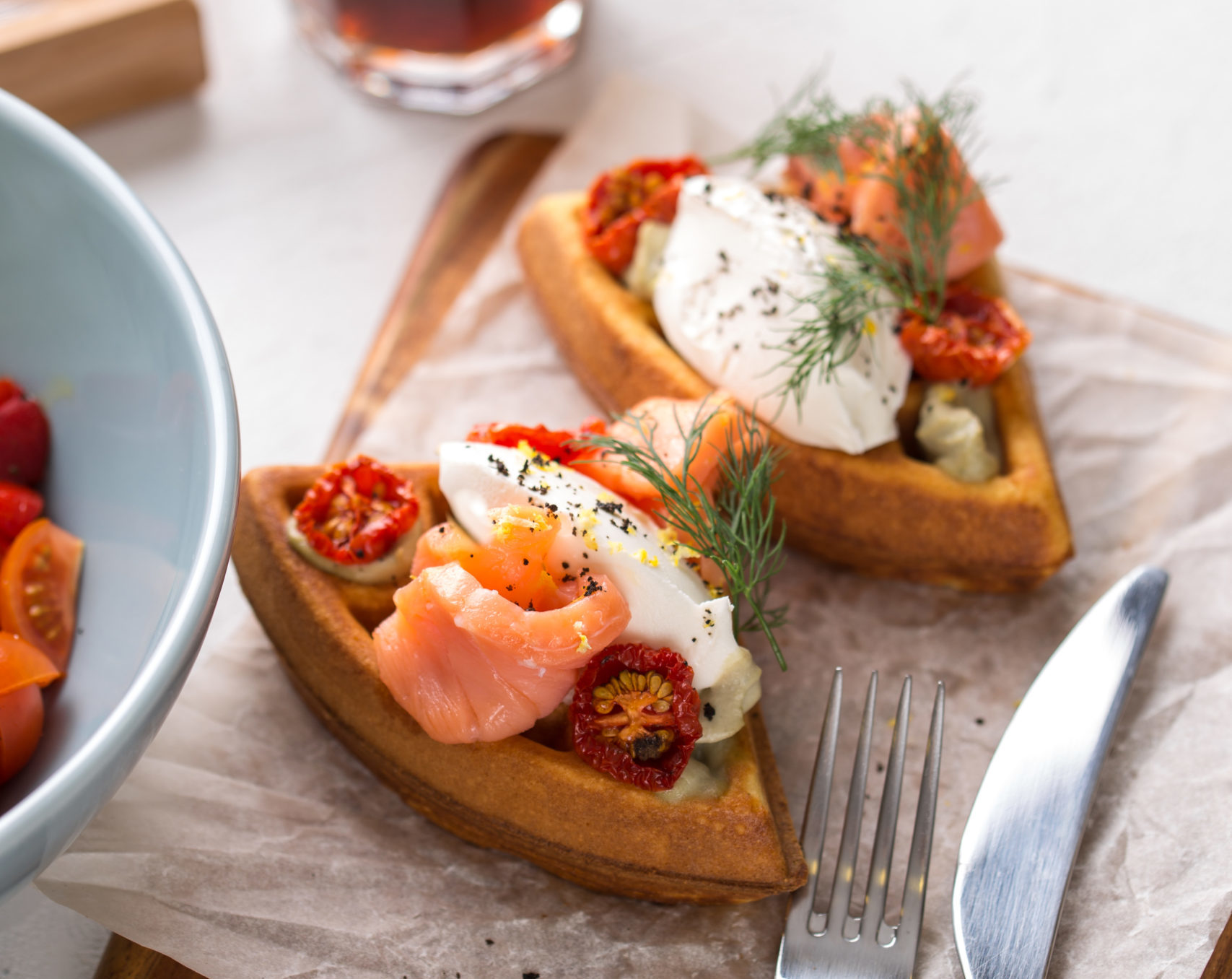 Wafels met zalm